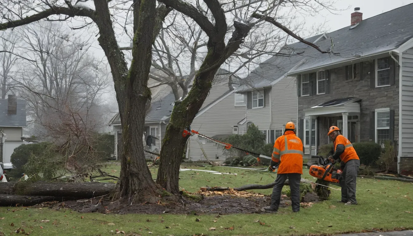 Provider cutting a fallen limb after a storm in the Souderton area